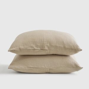 NWOT! Quince Organic Cotton Set Of 2 Dune Airy Gauze Shams! --King (D8)